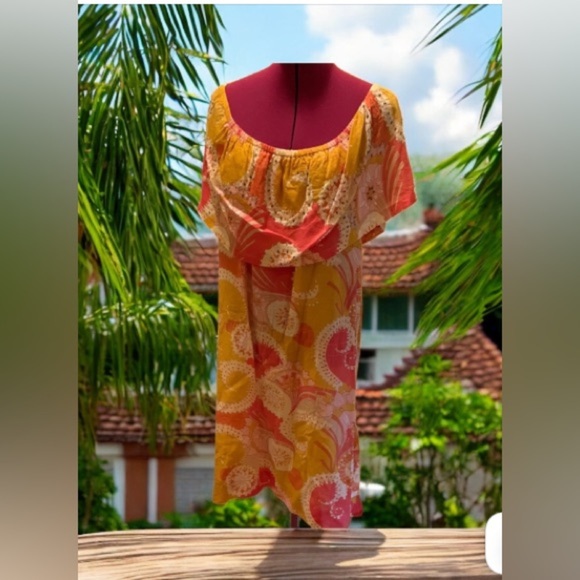 Abella Pink and Yellow Midi Dress - Picture 1 of 15